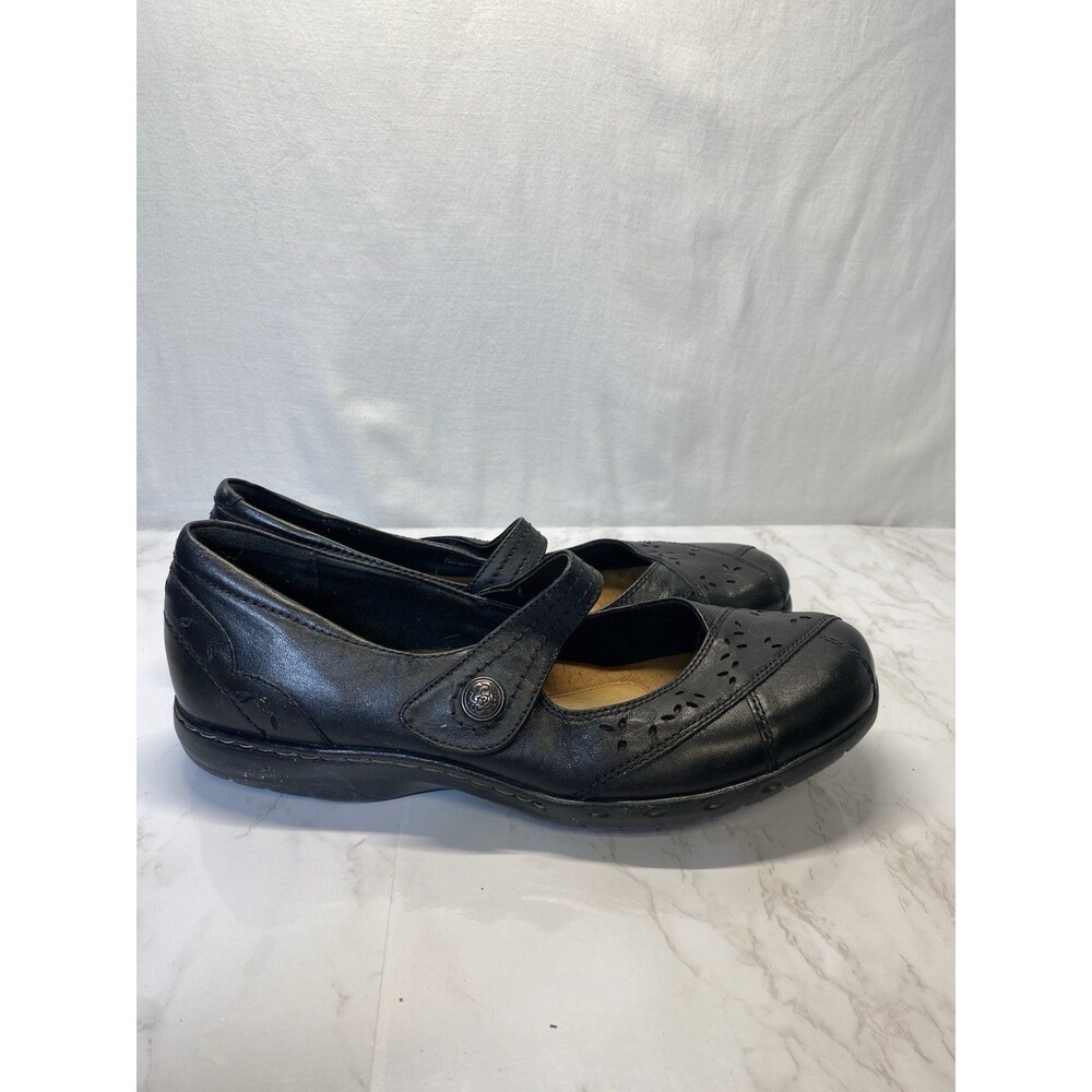Rockport Black Leather Mary Jane style Slip On Shoe Flat Sz 10 - Picture 2 of 6